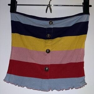 Caution to the wind stripped tube crop top